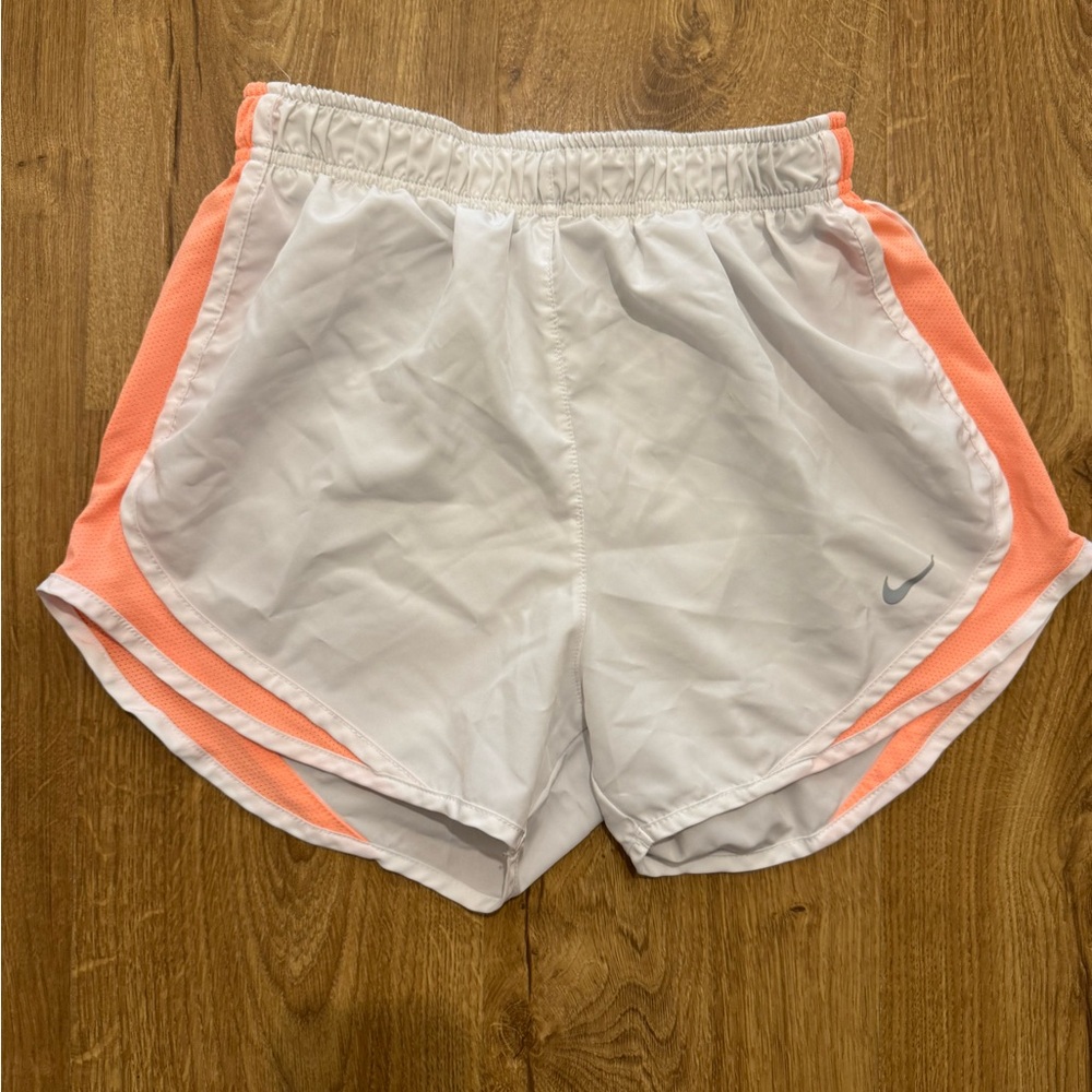 Nike Women's Athletic Shorts in White and Orange